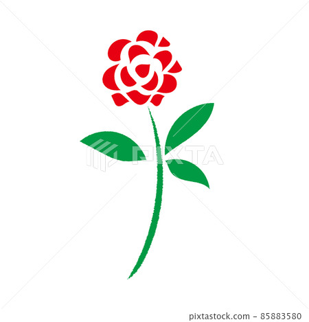 Illustration of a simple red rose - Stock Illustration [85883580] - PIXTA