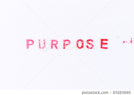 Red color ink rubber stamp in word purpose on white paper background 85883660