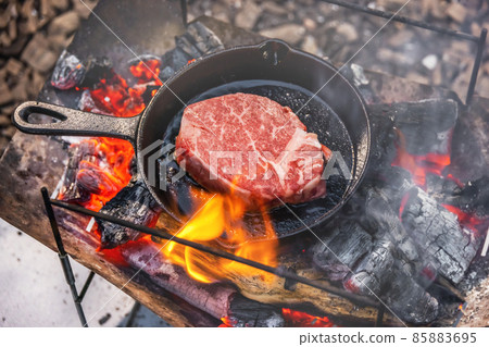 Steak Barbecue party outdoors 85883695