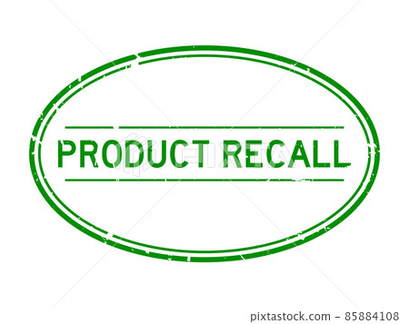 Grunge green product recall word oval rubber seal stamp on white background 85884108