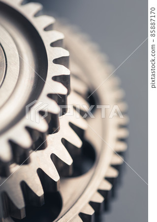 engine gear wheel with cogs, close-up view 85887170