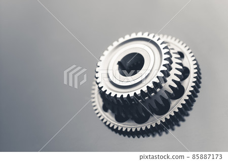 one way starter clutch bearing freewheel gear assy, gray background with copy-space one way starter clutch bearing freewheel gear assy, gray background with copy-space 85887173