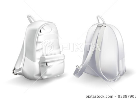 White backpack design front and back view set