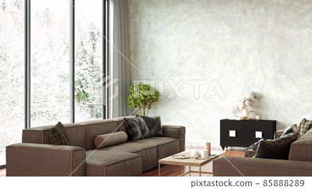 Beautiful interior of a modern room. Bright and clean design. 3D rendering 85888289