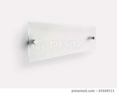 Blank transparent rectangle glass office corporate Signage plate Mock Up Template, Clear Printing board for Branding, Logo. Acrylic advertising signboard mockup side view. Blank transparent rectangle glass office corporate Signage plate Mock Up Template, Clear Printing board for Branding, Logo. Acrylic advertising signboard mockup side view. 85889513
