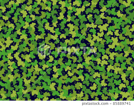 Seamless pattern with clover for Saint Patrick's Day. Green shades of four-leafed and three-leafed clover. Background for advertising products, postcards and printing. Vector illustration 85889741