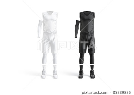 Blank black and white basketball uniform mockup, front view Blank black and white basketball uniform mockup, front view 85889886