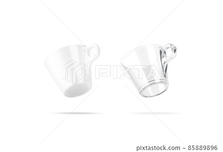 Blank ceramic and glass 60ml coffee mug mockup, no gravity Blank ceramic and glass 60ml coffee mug mockup, no gravity 85889896
