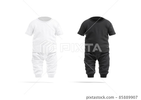 Blank black and white baby suit mockup, front view Blank black and white baby suit mockup, front view 85889907