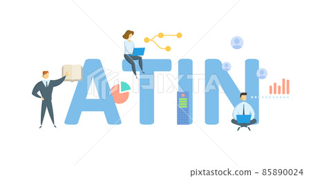 ATIN, Adoption Taxpayer Identification Number. Concept with keyword, people and icons. Flat vector illustration. Isolated on white. 85890024