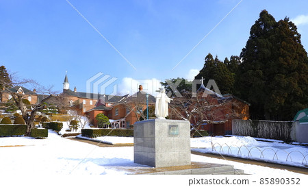 Trappistine Monastery in Winter 1 85890352