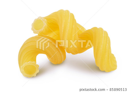 raw pasta cavatappi isolated on white background with clipping path and full depth of field. raw pasta cavatappi isolated on white background with clipping path and full depth of field. 85890513