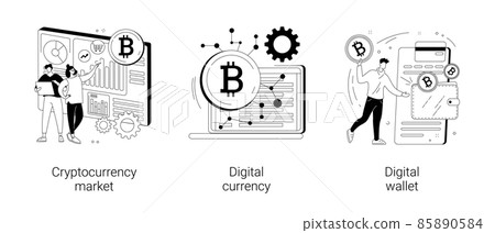 Digital money abstract concept vector illustrations. Digital money abstract concept vector illustrations. 85890584