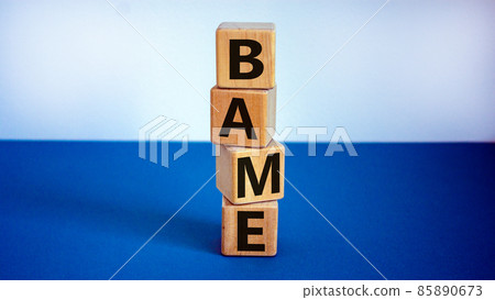 BAME symbol. Abbreviation BAME, black, asian and minority ethnic on wooden cubes. Beautiful white and blue background. Copy space. Business and BAME, black, asian and minority ethnic concept. BAME symbol. Abbreviation BAME, black, asian and minority ethnic on wooden cubes. Beautiful white and blue background. Copy space. Business and BAME, black, asian and minority ethnic concept. 85890673
