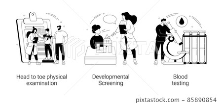 Pediatric check up abstract concept vector illustrations. Pediatric check up abstract concept vector illustrations. 85890854