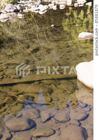 A quiet clear stream with a view of the riverbed A quiet clear stream with a view of the riverbed 85891870