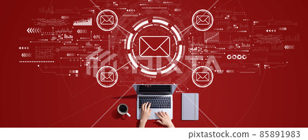 Email concept with person working with laptop 85891983