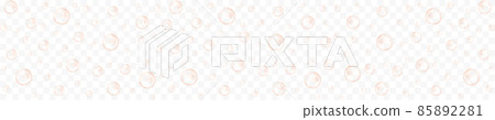 Golden air bubbles of champagne, prosecco, seltzer, soda, sparkling wine. Carbonated drink, fizz water texture on transparent background Golden air bubbles of champagne, prosecco, seltzer, soda, sparkling wine. Carbonated drink, fizz water texture on transparent background 85892281