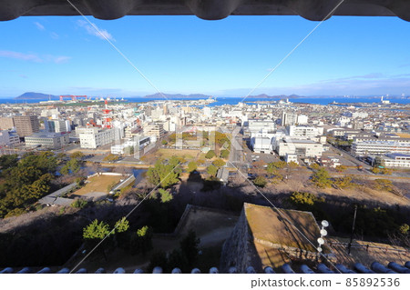 Marugame Castle Cityscape seen from the third floor turret (toward Marugame Station) 85892536
