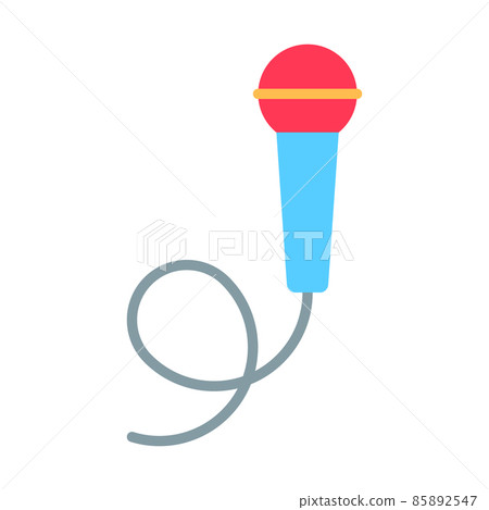 Colorful microphone flat icon isolated on white background. Karaoke mic logo. Technology element for broadcasting communication performance concert. Music equipment. Voice record vector illustration. Colorful microphone flat icon isolated on white background. Karaoke mic logo. Technology element for broadcasting communication performance concert. Music equipment. Voice record vector illustration. 85892547