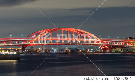 Illuminated Kobe Ohashi Arch Bridge Illuminated Kobe Ohashi Arch Bridge 85892964