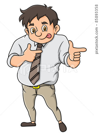 The great employee is giving the pointing with the hands 85893358