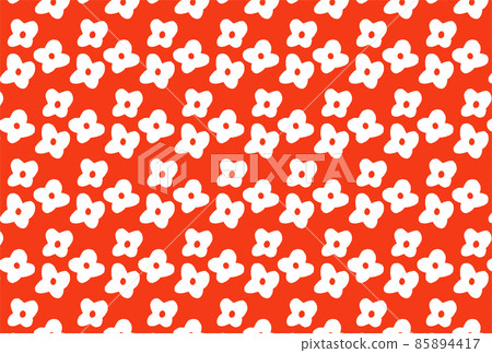 Scandinavian white and red floral wallpaper 85894417