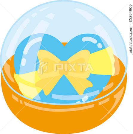 Gachapon 膠囊中帶有黃色絲帶的淺藍色心 85894900
