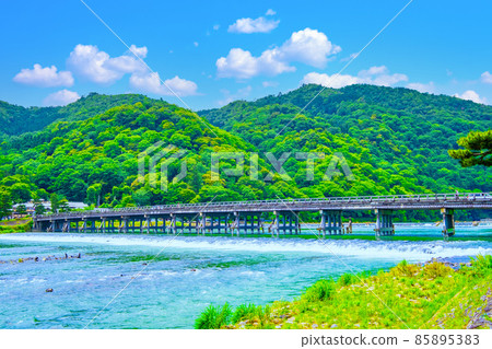 Fresh green of Arashiyama and Togetsu bridge Fresh green of Arashiyama and Togetsu bridge 85895383