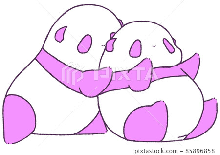 Little pandas playing with each other (purple) 85896858