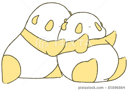 Little pandas playing with each other (yellow) Little pandas playing with each other (yellow) 85896864