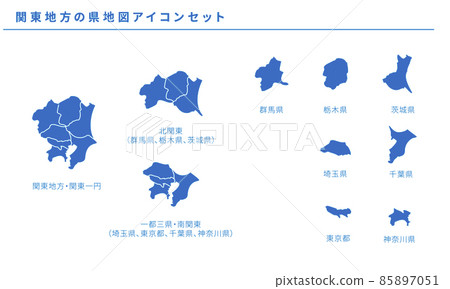 Kanto Map Vector Map of Japan, Kanto region map icon set, vector... - Stock Illustration ...