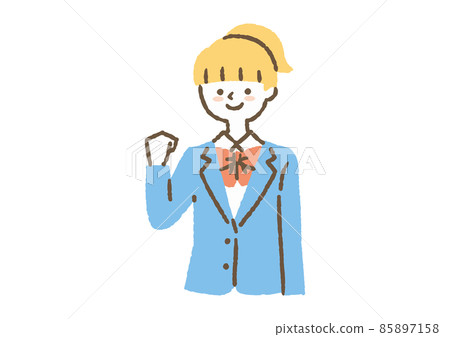 Female student doing guts pose _ color Female student doing guts pose _ color 85897158