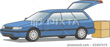 Station wagon car blue car luggage Station wagon car blue car luggage 85897474