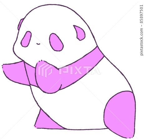 A young panda reaching out with a front lean (purple) A young panda reaching out with a front lean (purple) 85897501
