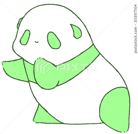 A young panda reaching for a front lean (green) A young panda reaching for a front lean (green) 85897504