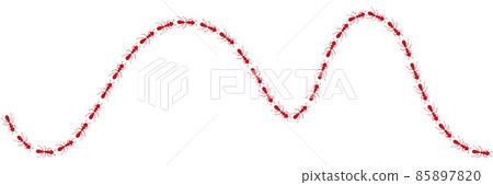 Worker ants trail curve. Ant path isolated in white background. Vector illustration 85897820