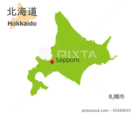 北海道和縣廳所在地,可愛的手繪地圖 北海道和縣廳所在地,可愛的手繪地圖 85898045