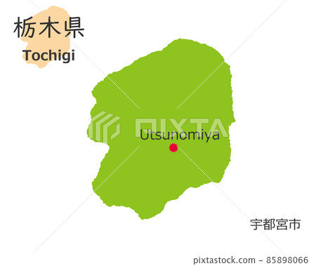 Tochigi prefecture and prefectural office location, cute hand-drawn map Tochigi prefecture and prefectural office location, cute hand-drawn map 85898066