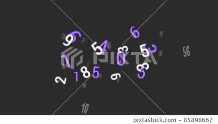 Digital image of multiple changing numbers floating against grey background Digital image of multiple changing numbers floating against grey background 85898667