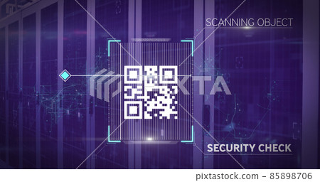 Image of qr code scanning over computer servers 85898706