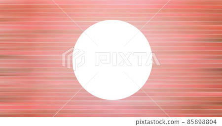 Digital image of paper plane icon over white circular banner against striped pink background 85898804