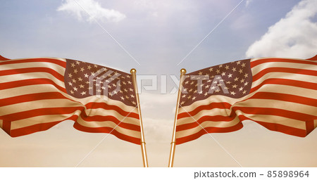 Image of happy martin luther king day text over american flags 85898964