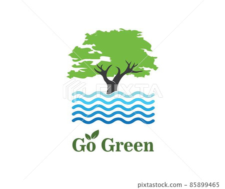 tree and water symbol and icon of go green eco nature 85899465