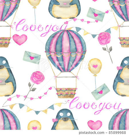 Seamless pattern with hearts and love symbols... - Stock Illustration ...