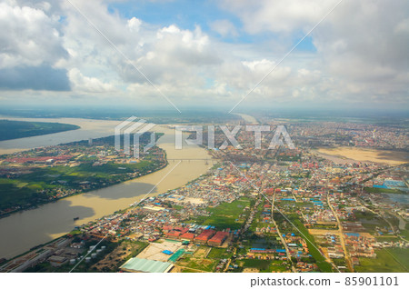 Cityscape taken from above Phnom Penh, Cambodia 85901101