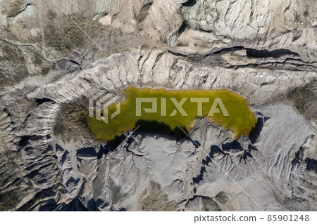 Aerial shot of opencast mine lake 85901248