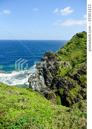 A magnificent view of Oganzaki, Ishigaki Island and a lighthouse A magnificent view of Oganzaki, Ishigaki Island and a lighthouse 85901815