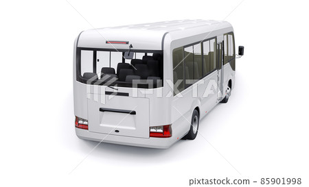 White Small bus for urban and suburban for travel. Car with empty body for design and advertising. 3d illustration White Small bus for urban and suburban for travel. Car with empty body for design and advertising. 3d illustration 85901998