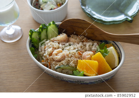 Shrimp pilaf and tabbouleh 85902952